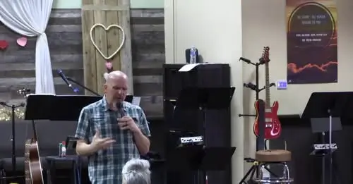 Pastor Marc welcoming people at Canyon View Assembly