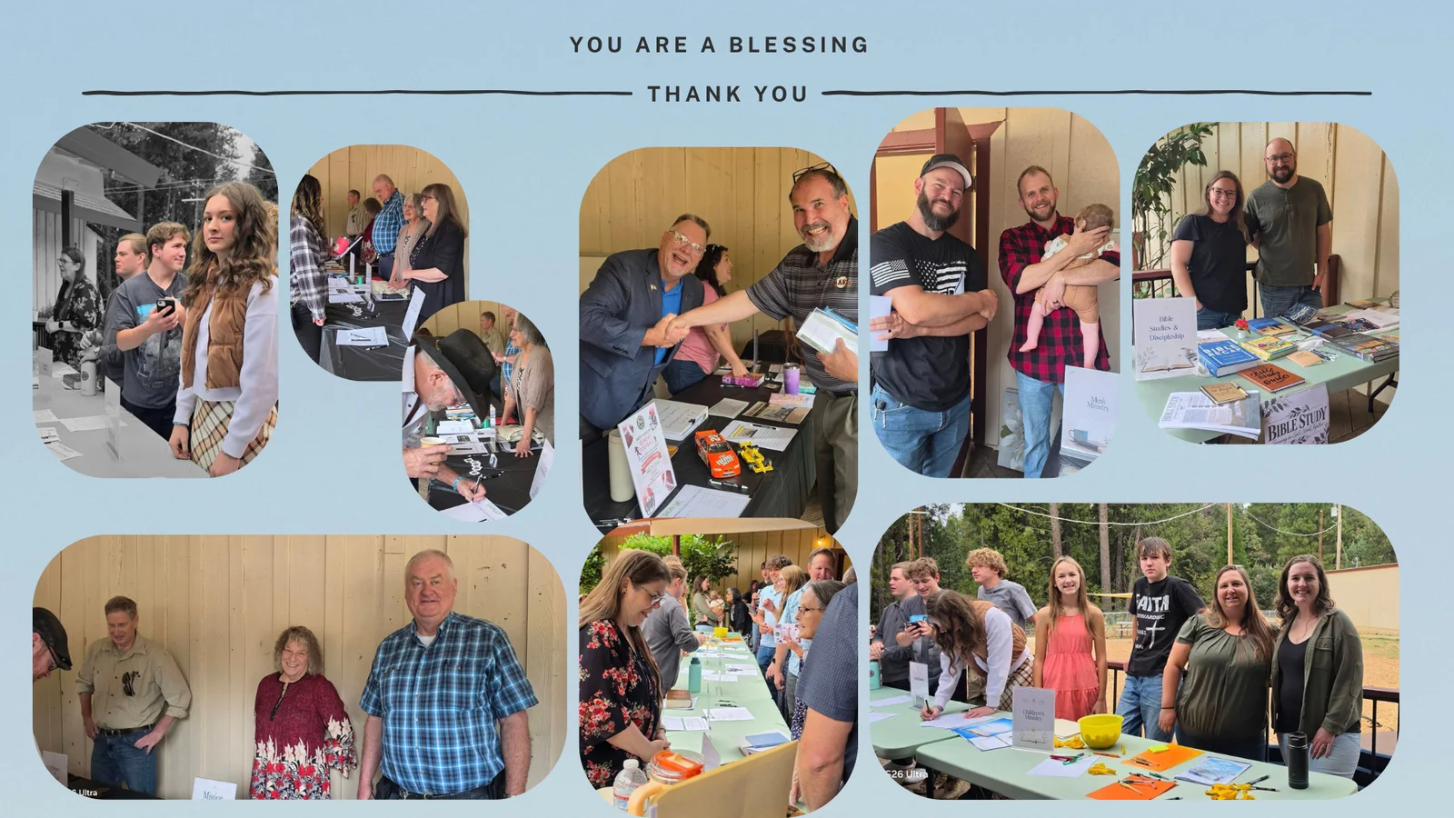 “You are a blessing — thank you” collage of CVA church family moments